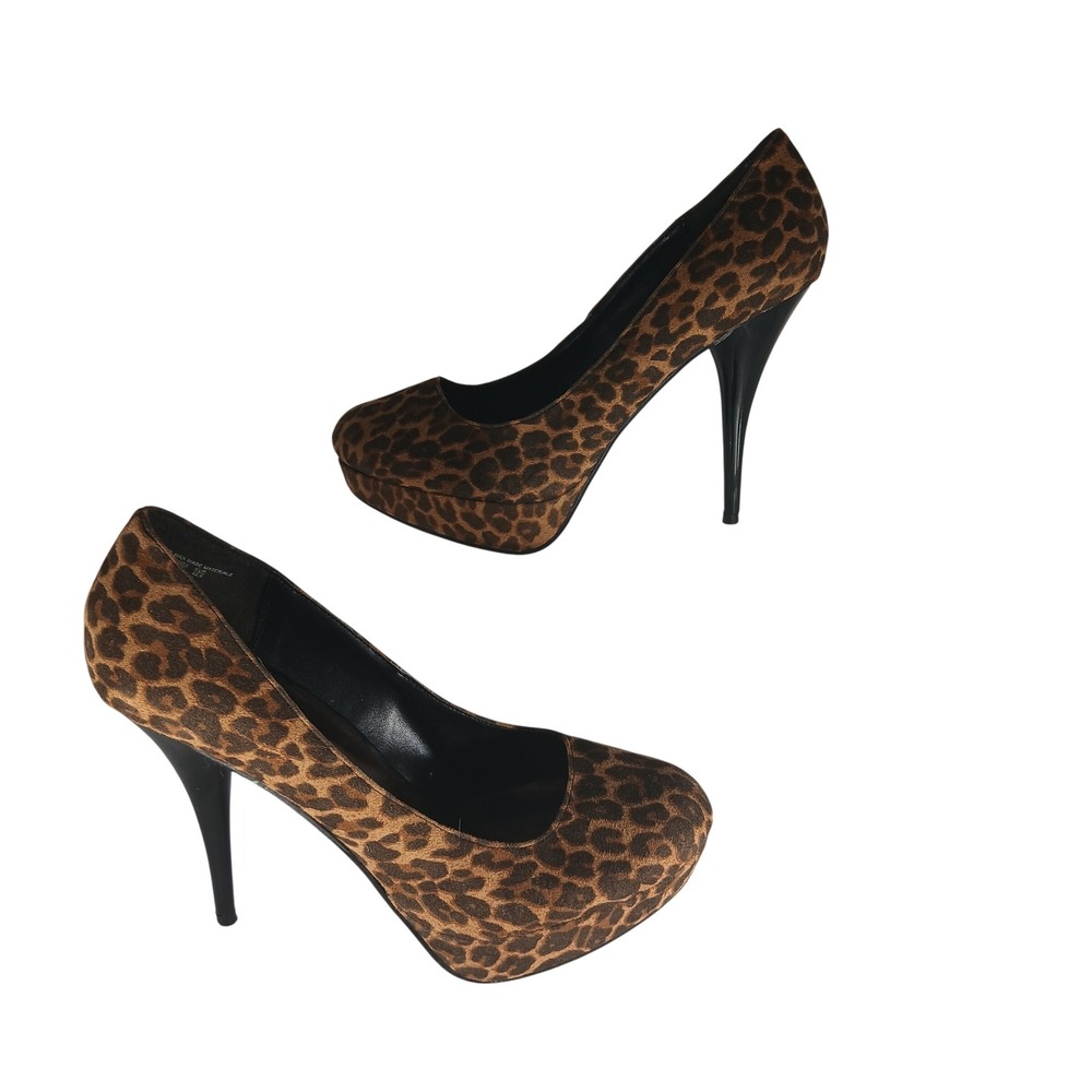 SM New York Leopard Print Platform Pumps 10 Brown‎ Stiletto Animal Print Roberts
